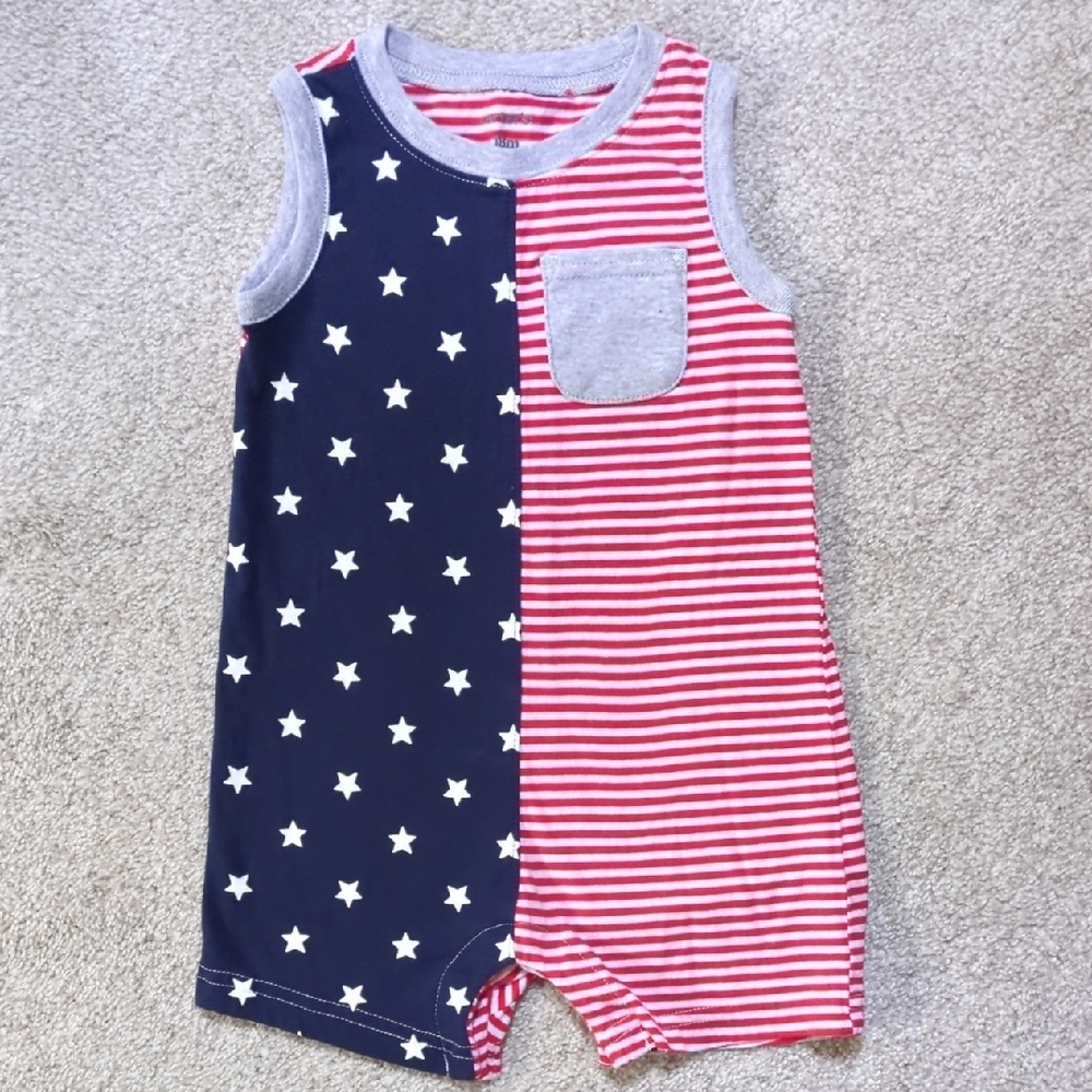 Carter's Stars and Stripes Red White Blue Tank Shortie Romper